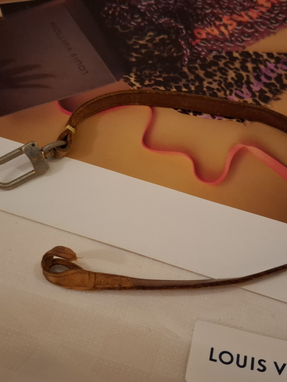 Louis Vuitton Tan Brown Leather Wrist Key